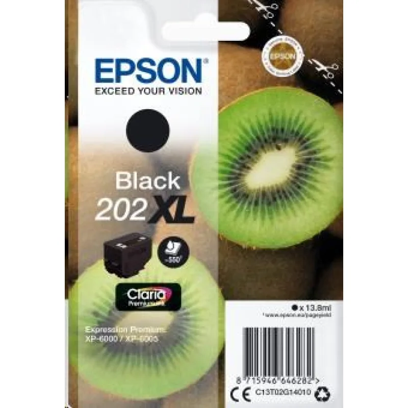 Čierny atrament EPSON "Kiwi" Black 202XL Claria Premium Ink 13, 8 ml…