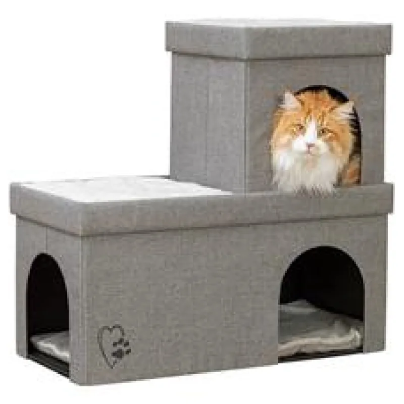 Jeskyně KIMY skládací, 2 patra, 76 x 72 x 37 cm, světle šedá 1 ks