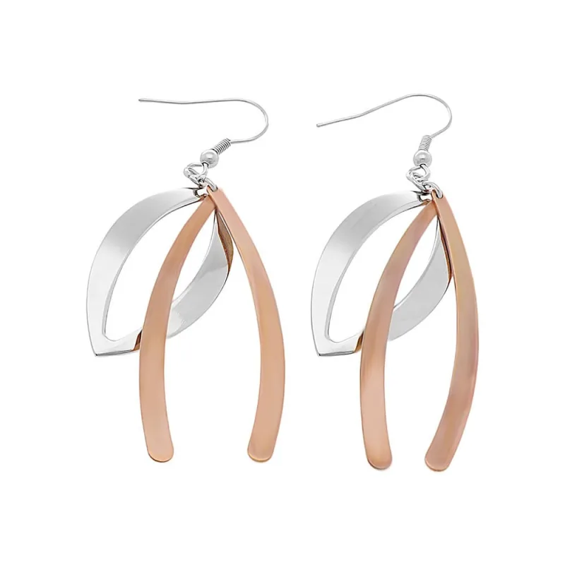 MPM Dámské ocelové nerezové náušnice 6418 - stříbrnorůžové barvy