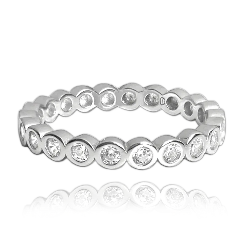 MINET Kuličkový stříbrný prsten s bílými zirkony vel. 57