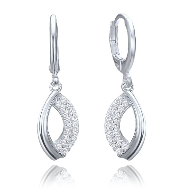 MINET Elegantní stříbrné náušnice s bílými zirkony