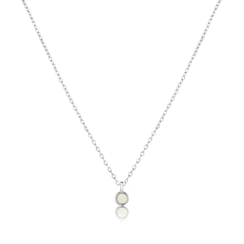 JVD Dámský stříbrný náhrdelník s bílým opálem SVLN0627X61O145