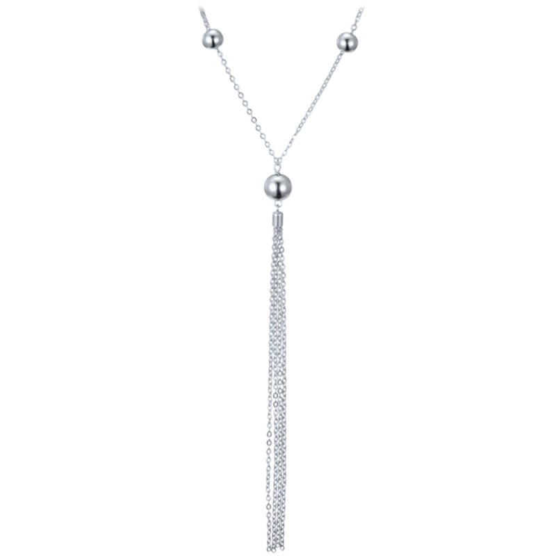MINET Stříbrný náhrdelník s řetízky a kuličkami JMAS0315SN57