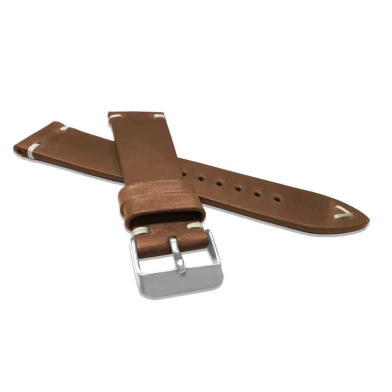 LAVVU Hnědý prošitý řemínek RETRO z luxusní kuže Top Grain - 18 LSNUE18