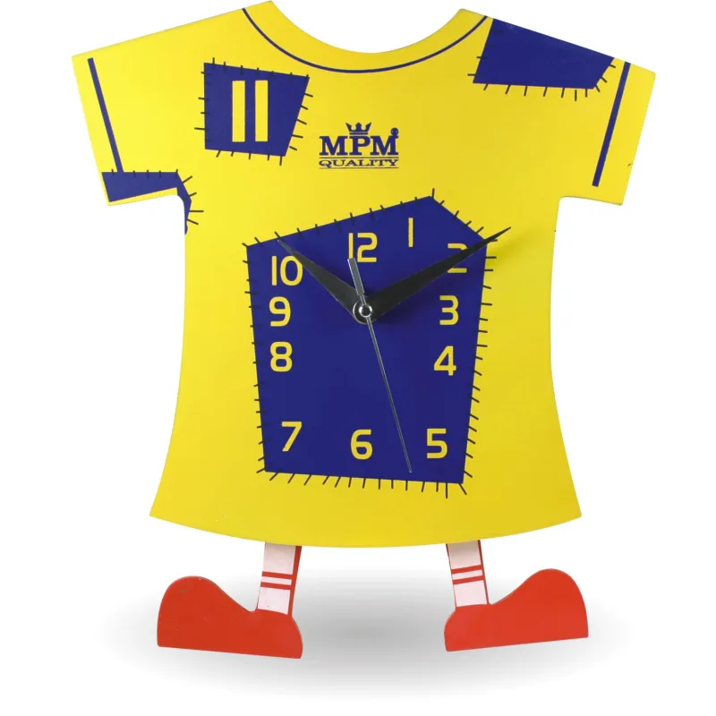 MPM Dětské nástěnné žluté hodiny MPM - fotbalový dres E01.2519