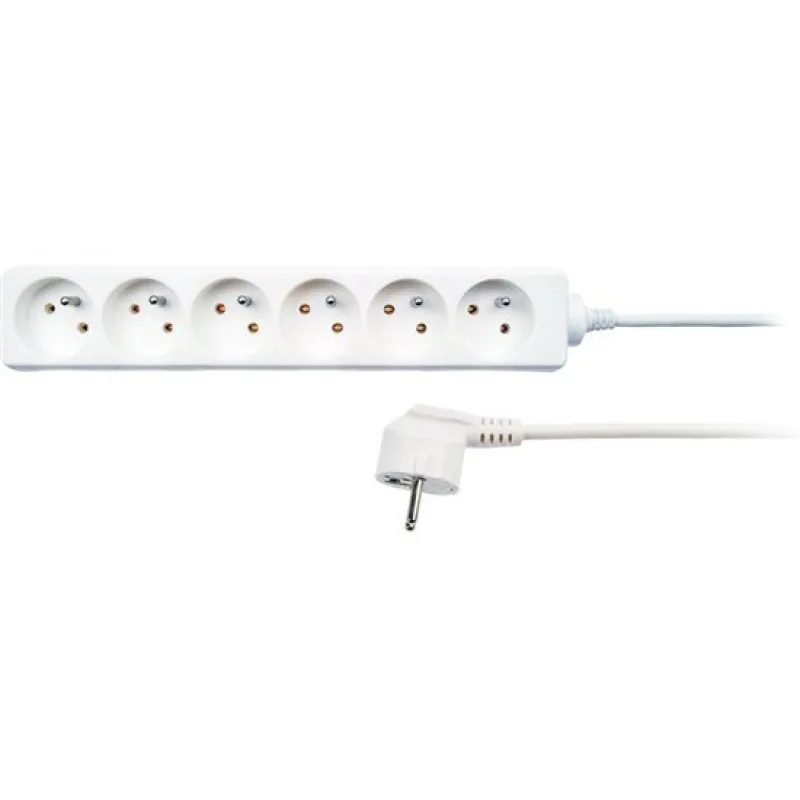 Solight predlžovací prívod, 6 zásuviek, biely, 1,5 m PP60