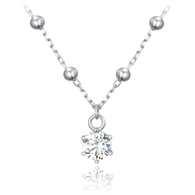 MINET Stříbrný náhrdelník s kuličkami s bílým zirkonem JMAS0233SN45