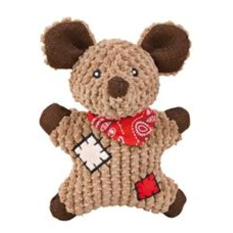 Jutová myš se šátkem a záplatami, se zvukem 19cm