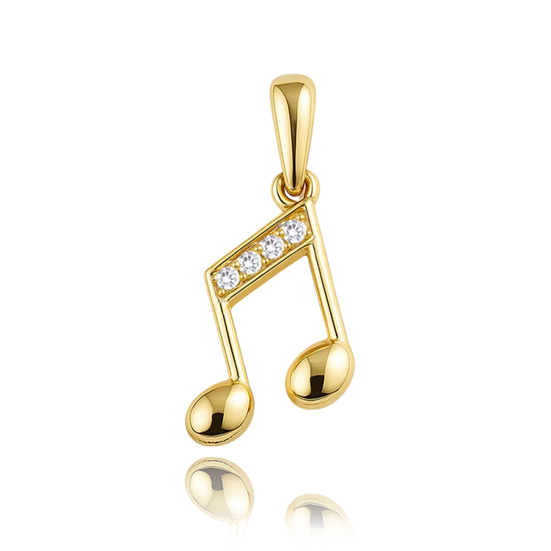 MINET Zlatý přívěs nota s bílými zirkony Au 585/1000 0,55g JMG0276WGP00