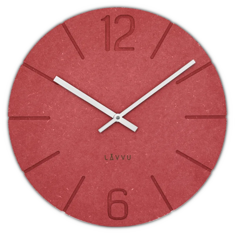 LAVVU Červené hodiny Natur vyrobené v Čechách ⌀34cm LCT5023