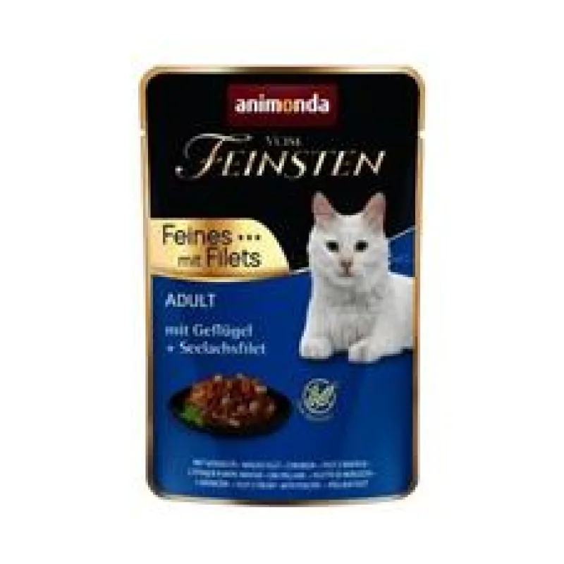 Vom Feinsten Adult FEINES m.Fillets - drůbeží + treska filet, kapsička pro kočky 85g