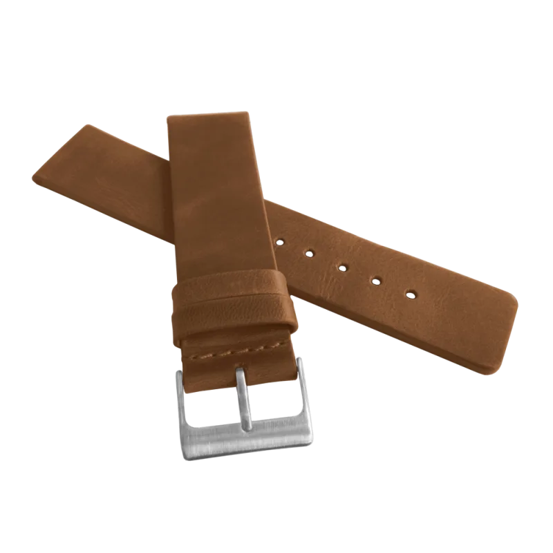 Hnědý hladký řemínek LAVVU PLAIN z luxusní kůže Top Grain - 24mm LSCUE24