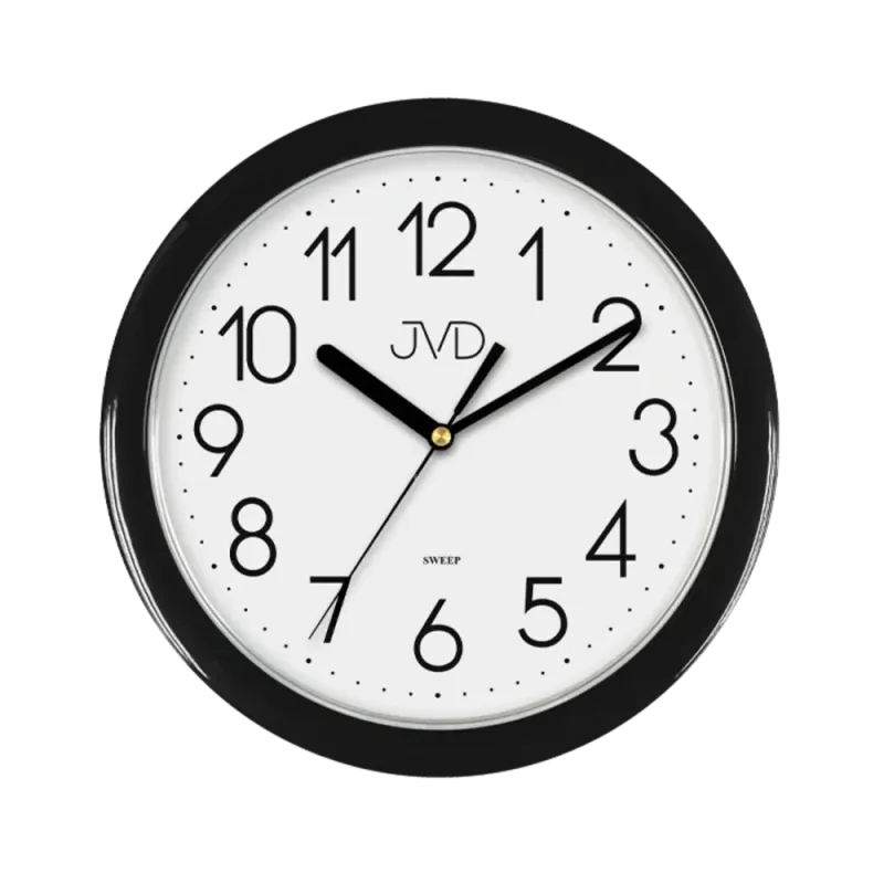 Černé moderní nástěnné tiché netikající hodiny JVD sweep HP612.3