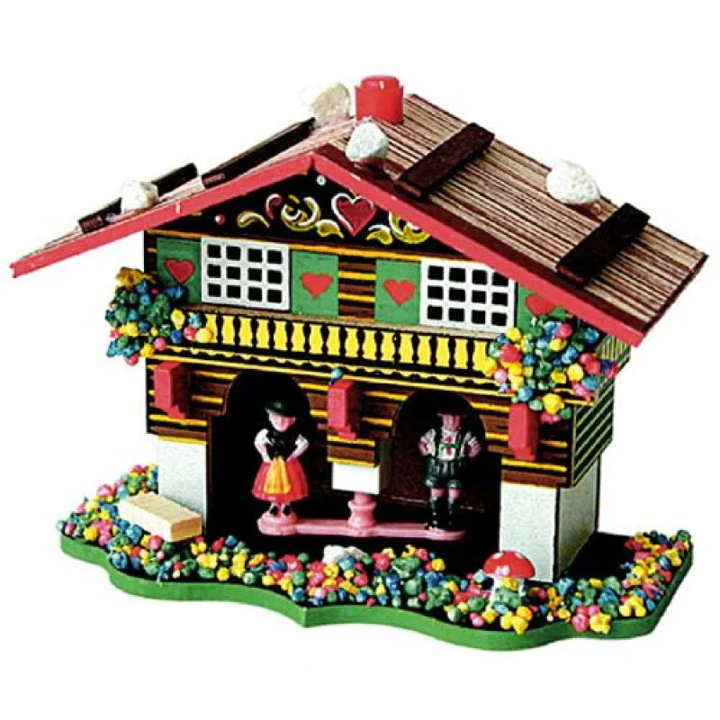 B808 - chaloupky dřevěný barometr ve formě pestrobarevné chaloupky