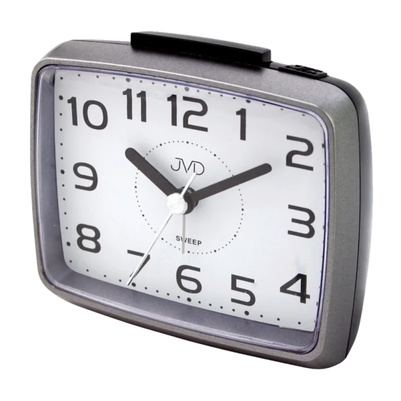 JVD Netikajcí tichý přehledný hranatý šedý budík JVD SRP879.2