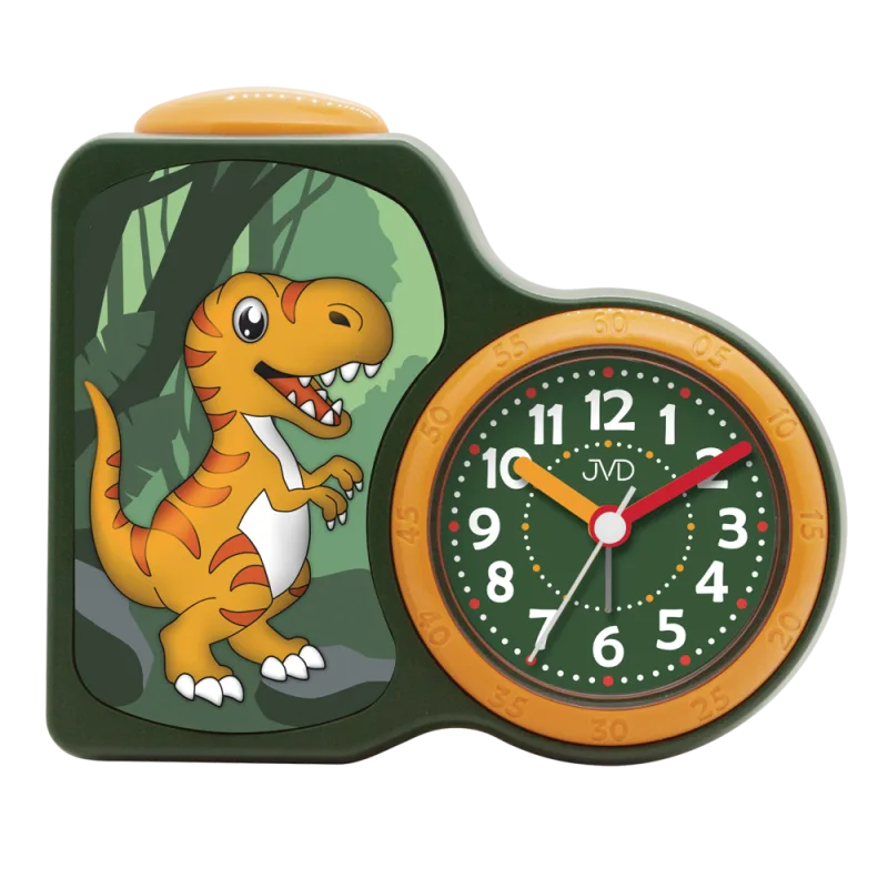 JVD Dětský netikající tichý sweep budík JVD SRP163.1 s dinosaurem