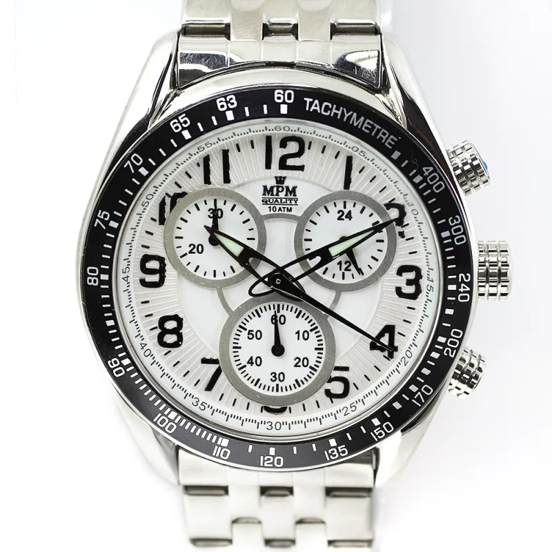 MPM Pánské hodinky s chronografem, datem a bílým ciferníkem W01M.10427.A
