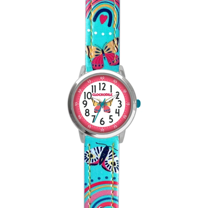 CLOCKODILE Dětské tyrkysové dívčí dětské hodinky MOTÝL CWG5182