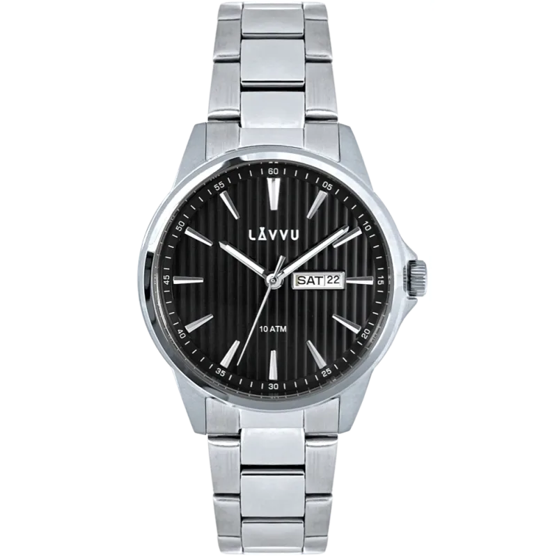 LAVVU Náramkové stylové pánské hodinky TRONES Black 100M LWM0271