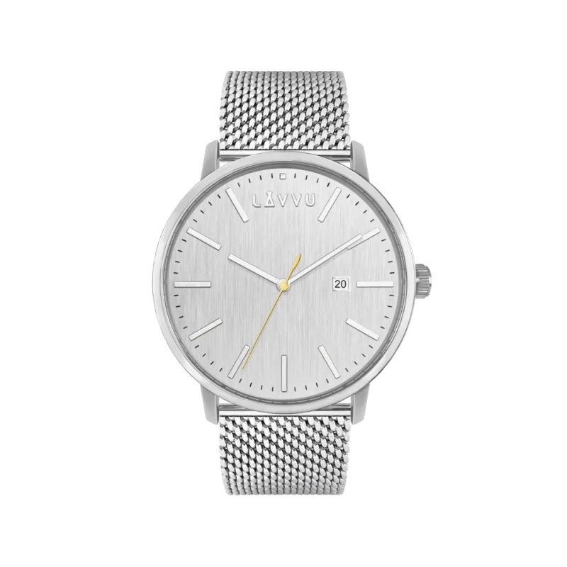 Stříbrné pánské hodinky LAVVU COPENHAGEN MESH LWM0177