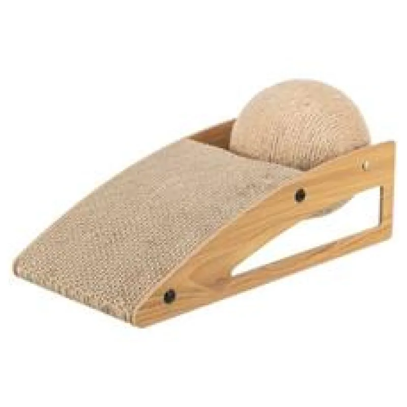 Škrabací rampa s míčem, 40 × 17 × 20 cm, dřevo/karton/sisal 1 ks