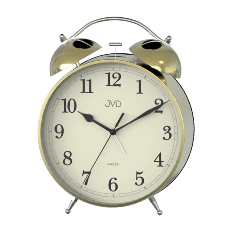 Ručkový netikající tichý budík s mechanickým zvoněním JVD SRP2107.2