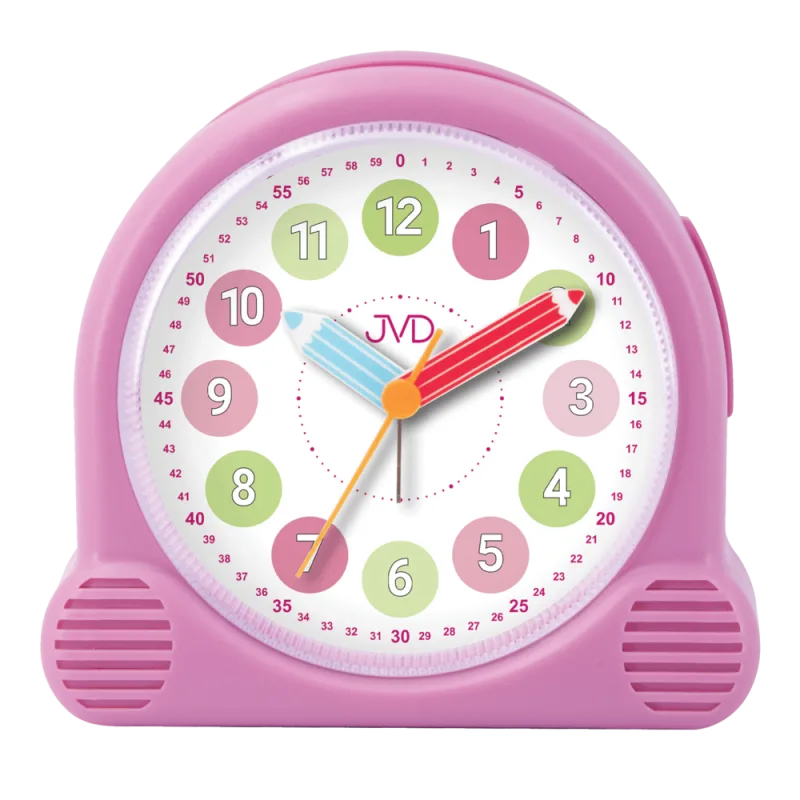 JVD Dětský růžový netikající tichý sweep budík JVD SRP160.1