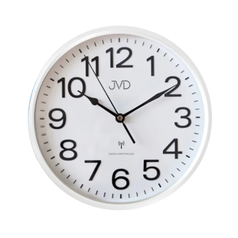 JVD Rádiem řízené přehledné kulaté bílé hodiny JVD RH683.1