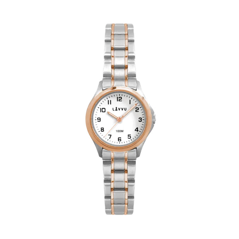 Dámské hodinky LAVVU ARENDAL Original Rose Gold Bicolor s vodotěsností 100M LWL5024