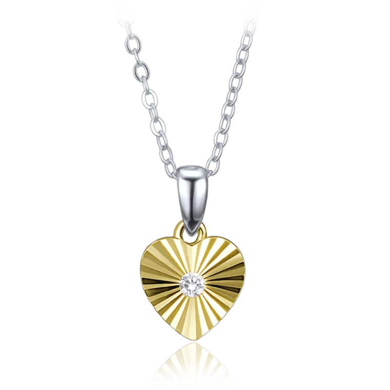 MINET Decentní pozlacený stříbrný náhrdelník srdce se zirkonem