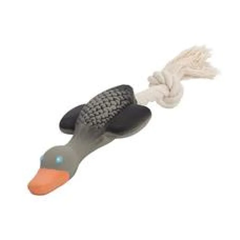 Divoká husa MINI s bavlněným lanem, se zvukem, šedá,růžová, HipHop 22 cm