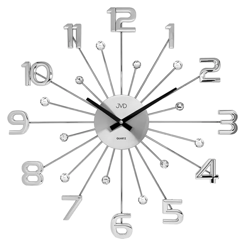 Luxusní designové kovové nástěnné stříbrné hodiny JVD HT109.1