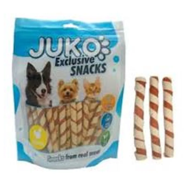 Chicken Jerky wrapped Pollock Strips JUKO Snacks 250g