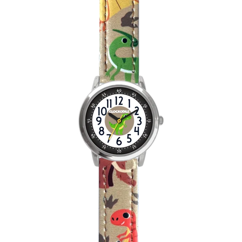 CLOCKODILE Svítící béžové chlapecké dětské hodinky DINOSAUŘI CWB0101