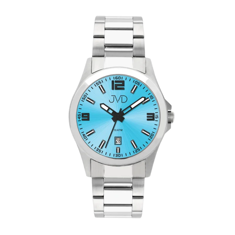 JVD Odolné vodotěsné náramkové pánské hodinky JVD steel J1041.49 s modrým číselníkem 10ATM