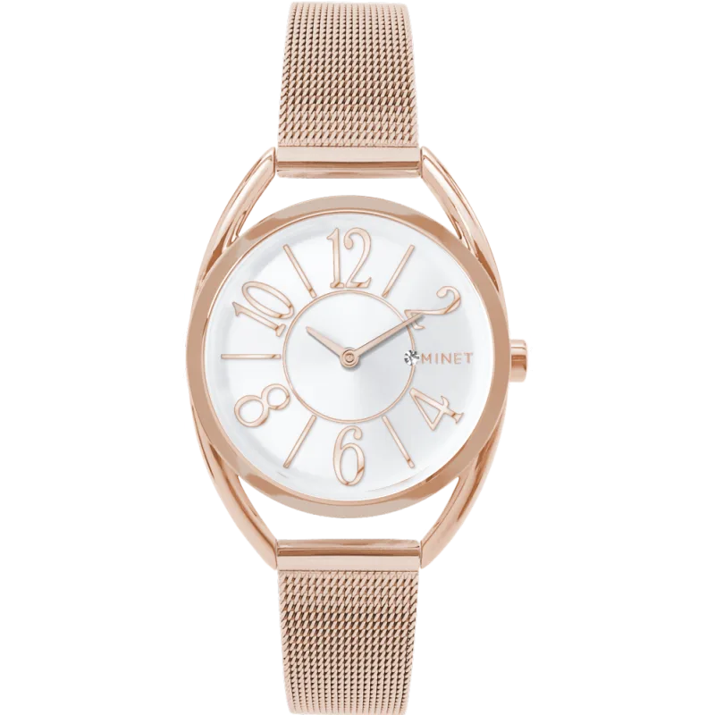 MINET Rose gold dámské hodinky ICON PINK MESH MWL5232