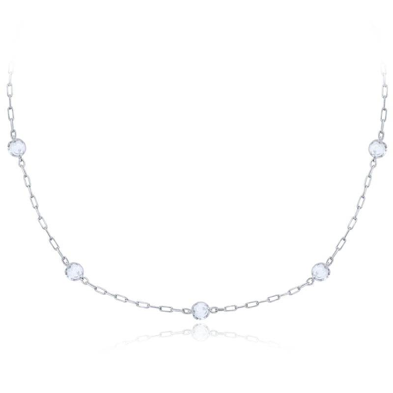 MINET Elegantní náhrdelník z bílého zlata kulička Au 585/1000 1,70g JMG0342WSN48