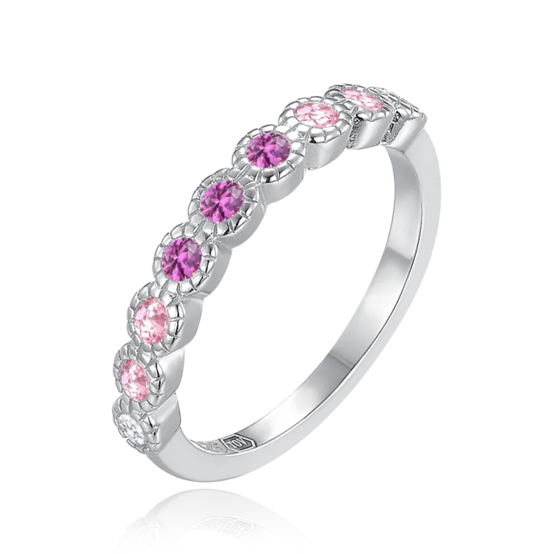 MINET Stříbrný prsten s bílými, růžovými a červenými zirkony vel. 58 JMAD0054PR58