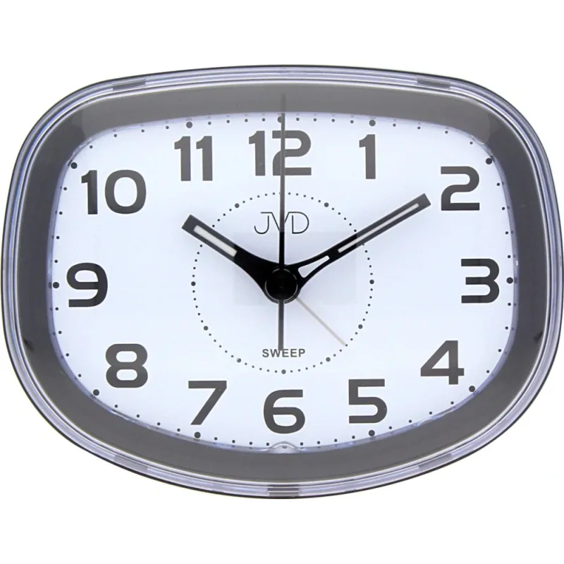 JVD Netikající tichý černý analogový budík JVD SRP865.1 s LED podsvícením