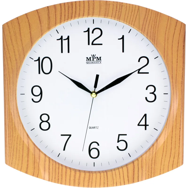 MPM Plastové nástěnné hodiny s imitací dřevěného rámu E01.2437.60