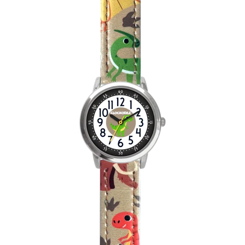 CLOCKODILE Dětské svítící béžové chlapecké dětské hodinky DINOSAUŘI CWB0101