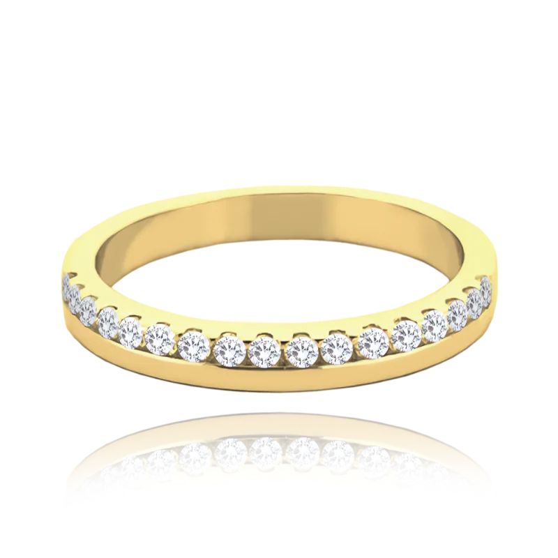 MINET Pozlacený stříbrný snubní prsten s bílými zirkony vel. 56