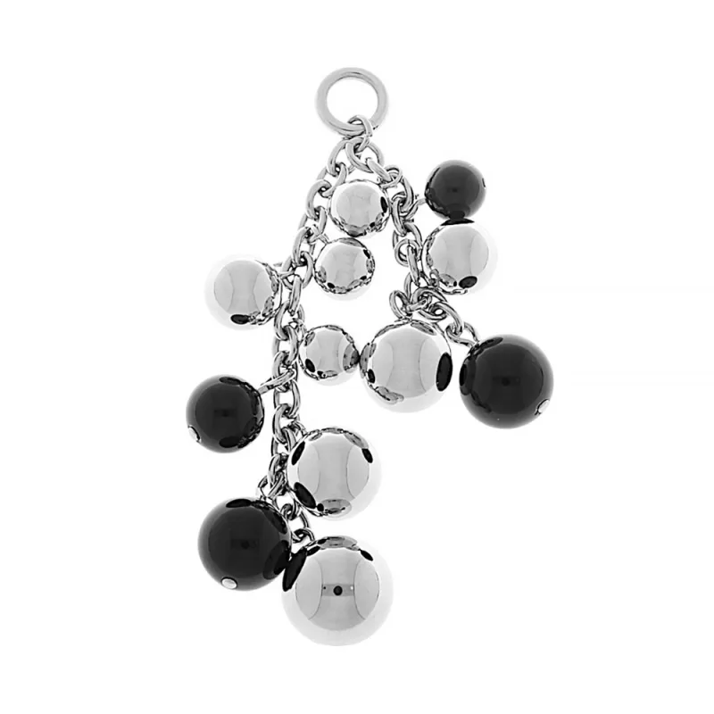MPM Unisexový přívěsek s kuličkami v barevné kombinaci stříbrné a černé ocelový SPD.6184