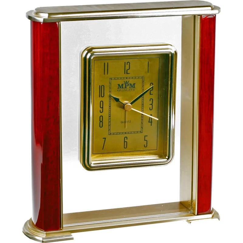 MPM Luxusní stolní hodiny s prvky kovu, dřeva a plastu MPM E03.2837.55.A