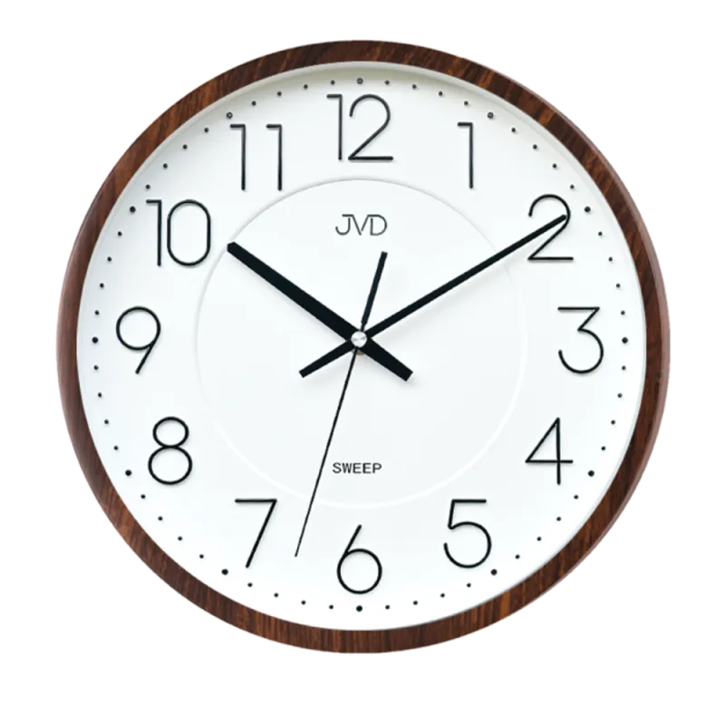 JVD Nástěnné tiché čitelné netikající hodiny JVD HX2495.3 v imitaci dřeva