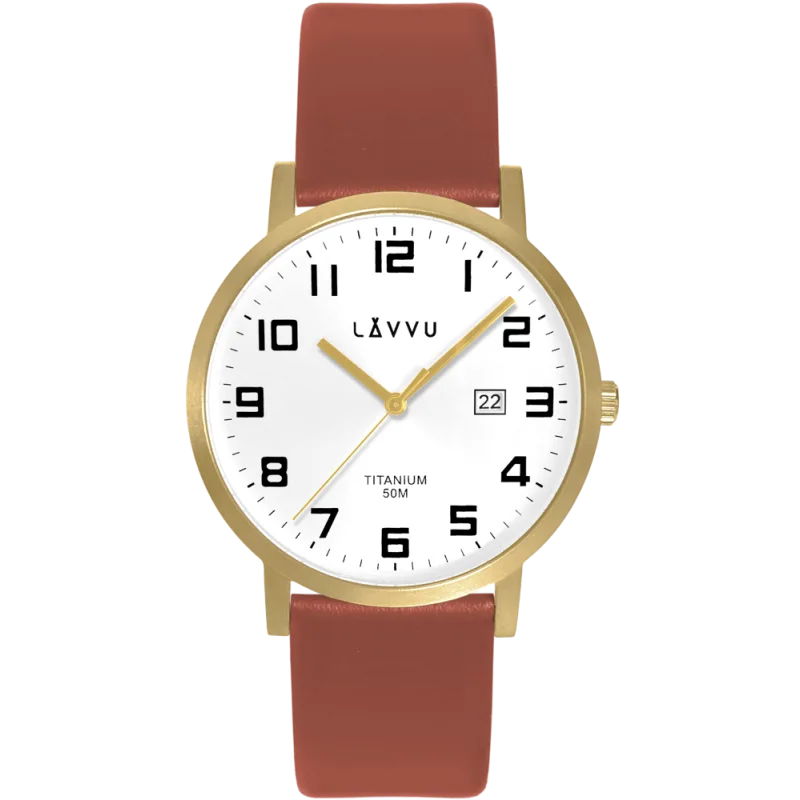 LAVVU Extrémně lehké titanové hodinky LAVVU TITANIUM LYNGDAL Gold LWM0212