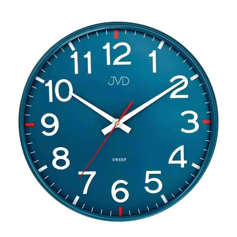 JVD Pastelové modré čitelné tiché netikající hodiny JVD HX2508.4