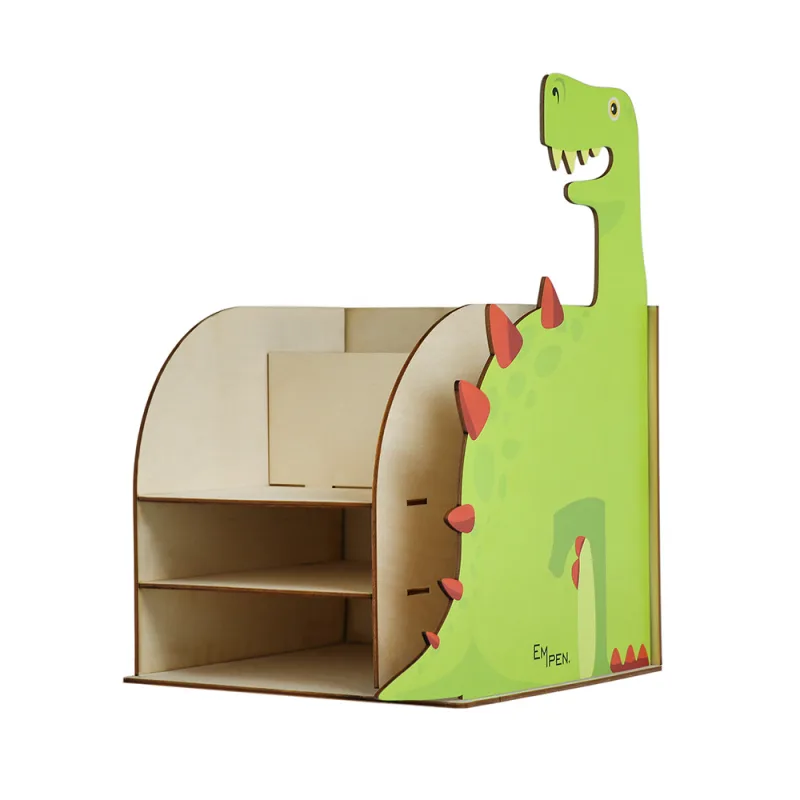 MPM Velice praktický dřevěný pořadač pro děti s motivem dinosaura J14.4473
