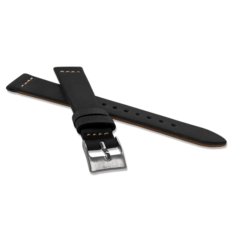 LAVVU Černý zúžený řemínek RETRO z luxusní kůže Top Grain - 20 LSVUB20