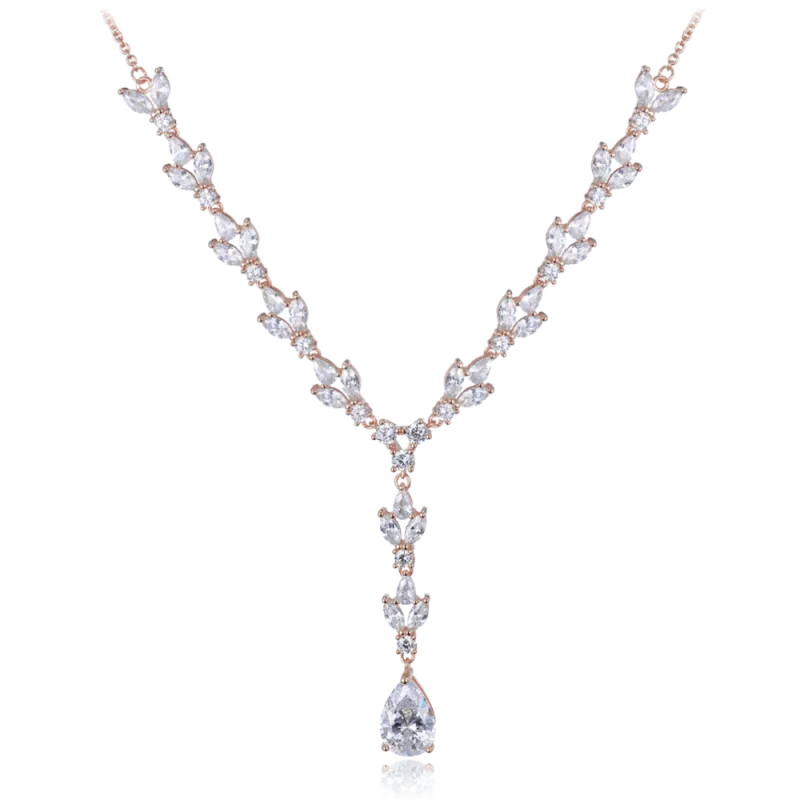 MINET Luxusní rose gold stříbrný náhrdelník se zirkony Ag 925/1000 16,35g JMAS0213RN45